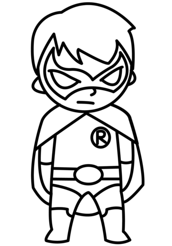 Chibi robin from batman series coloring page free printable coloring pages