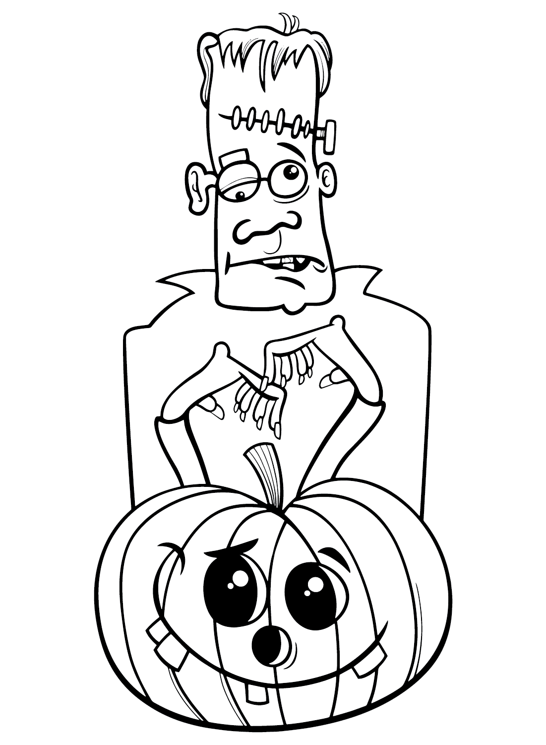 Cartoon frankenstein coloring page