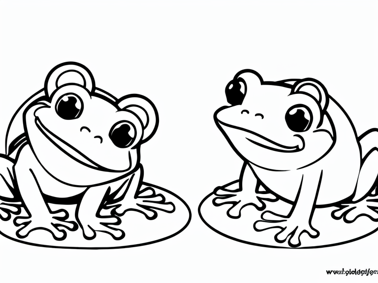 Frogs playing realistic colourin