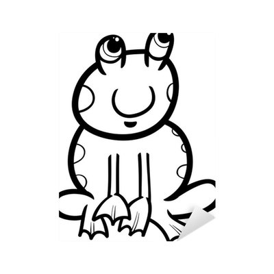 Sticker frog cartoon coloring page