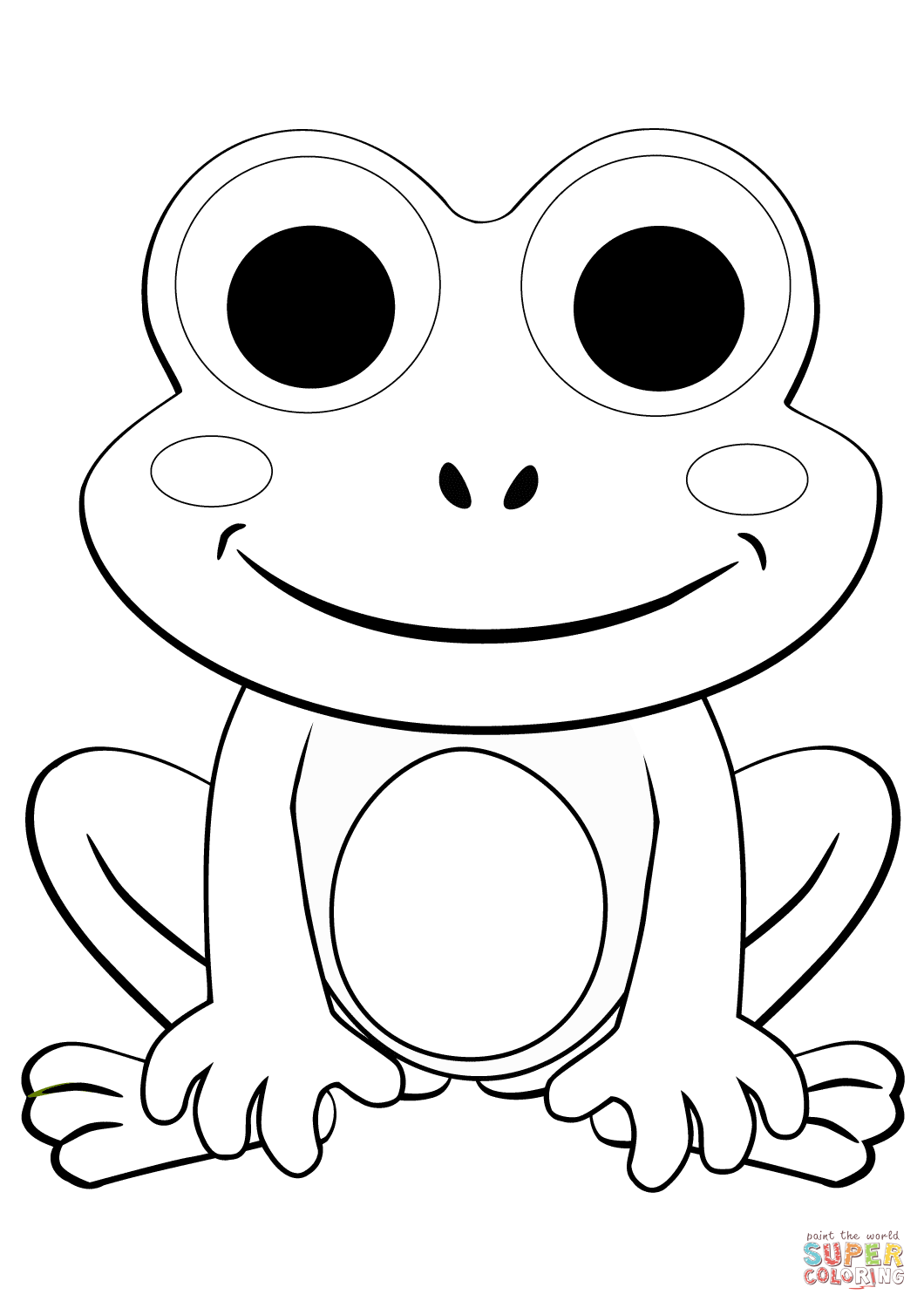 Cute cartoon frog coloring page free printable coloring pages