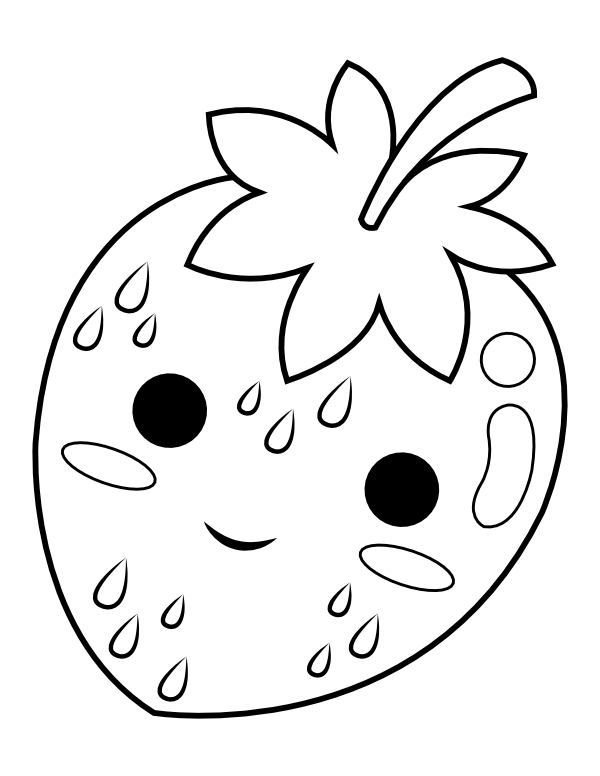 Printable kawaii strawberry coloring page fruit coloring pages coloring pages free coloring pages