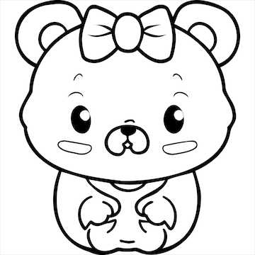 Premium vector kawaii bear coloring page