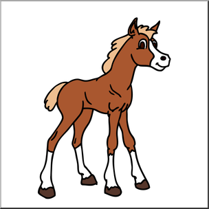 Clip art cartoon horse foal color i