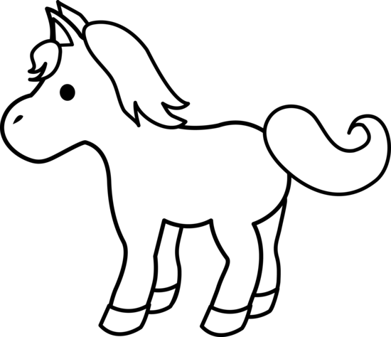 Clip art black and white cute pony line art
