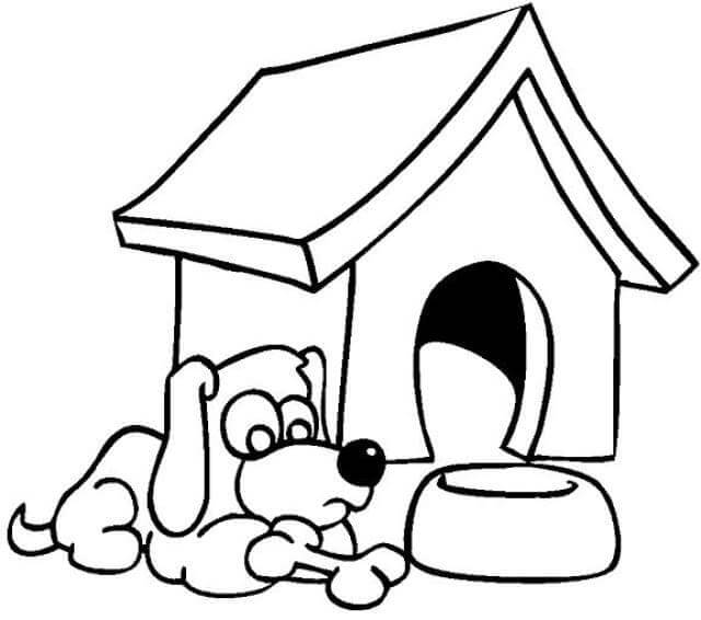 Cute dog house coloring page mascotas perros dibujos para colorear