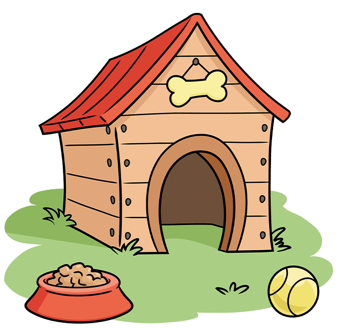 How to draw a dog house