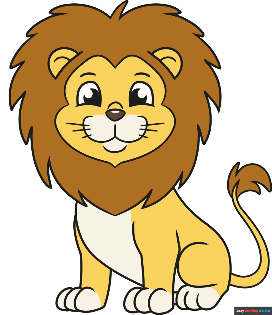 How to draw an easy cartoon lion