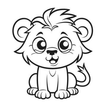 Lion baby coloring page black and white basic simple cute cartoon lion outline isolated on white background children s coloring page png transparent image and clipart for free download