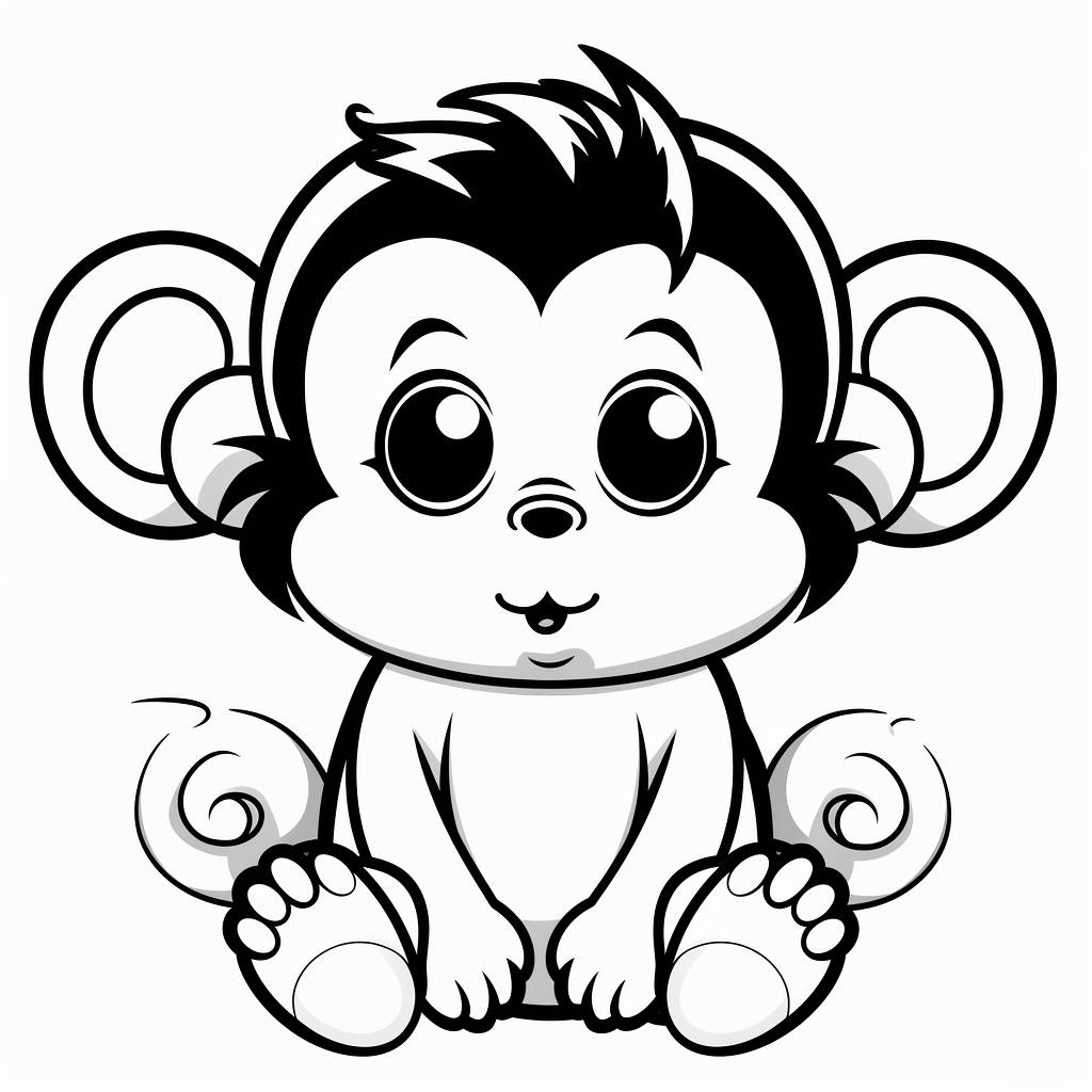 Baby girl monkey coloring pages