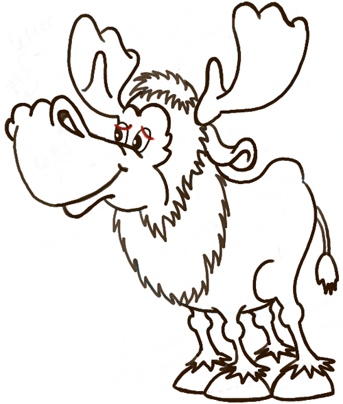 How to draw a cartoon moose with step by step lesson