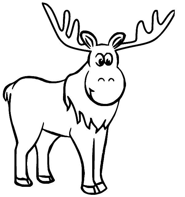 Smiling moose coloring page