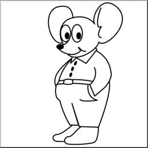 Clip art cartoon mouse coloring page i