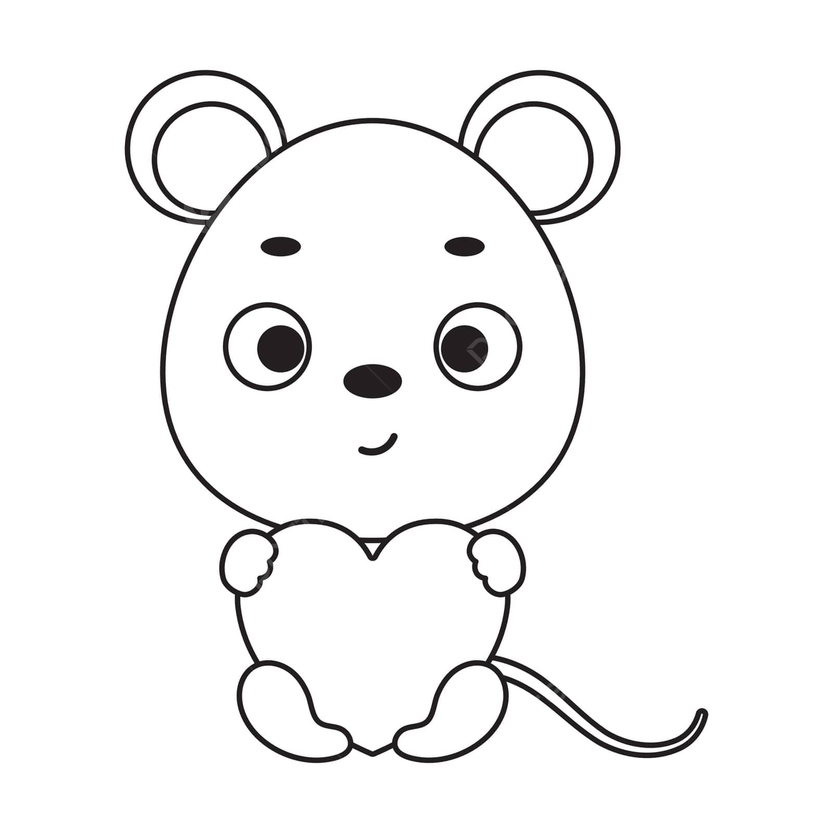 Adorable mouse heart coloring page for preschool and toddlers vector heart drawing school drawing mouse drawing png and vector with transparent background for free download