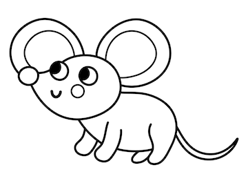 Premium vector vector black and white mouse icon cute cartoon mousy illustration for kids outline farm animal isolated on white background coloring page or picture for children