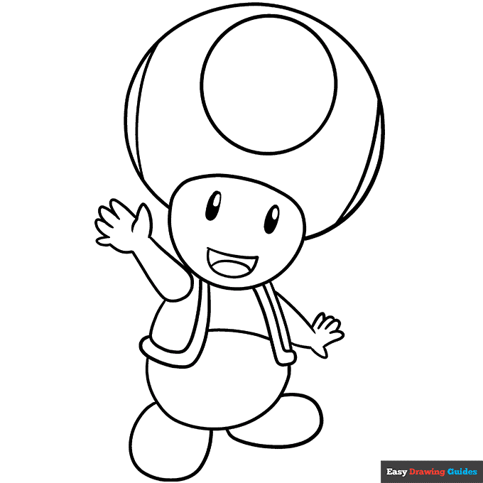 Toad from mario coloring page easy drawing guides