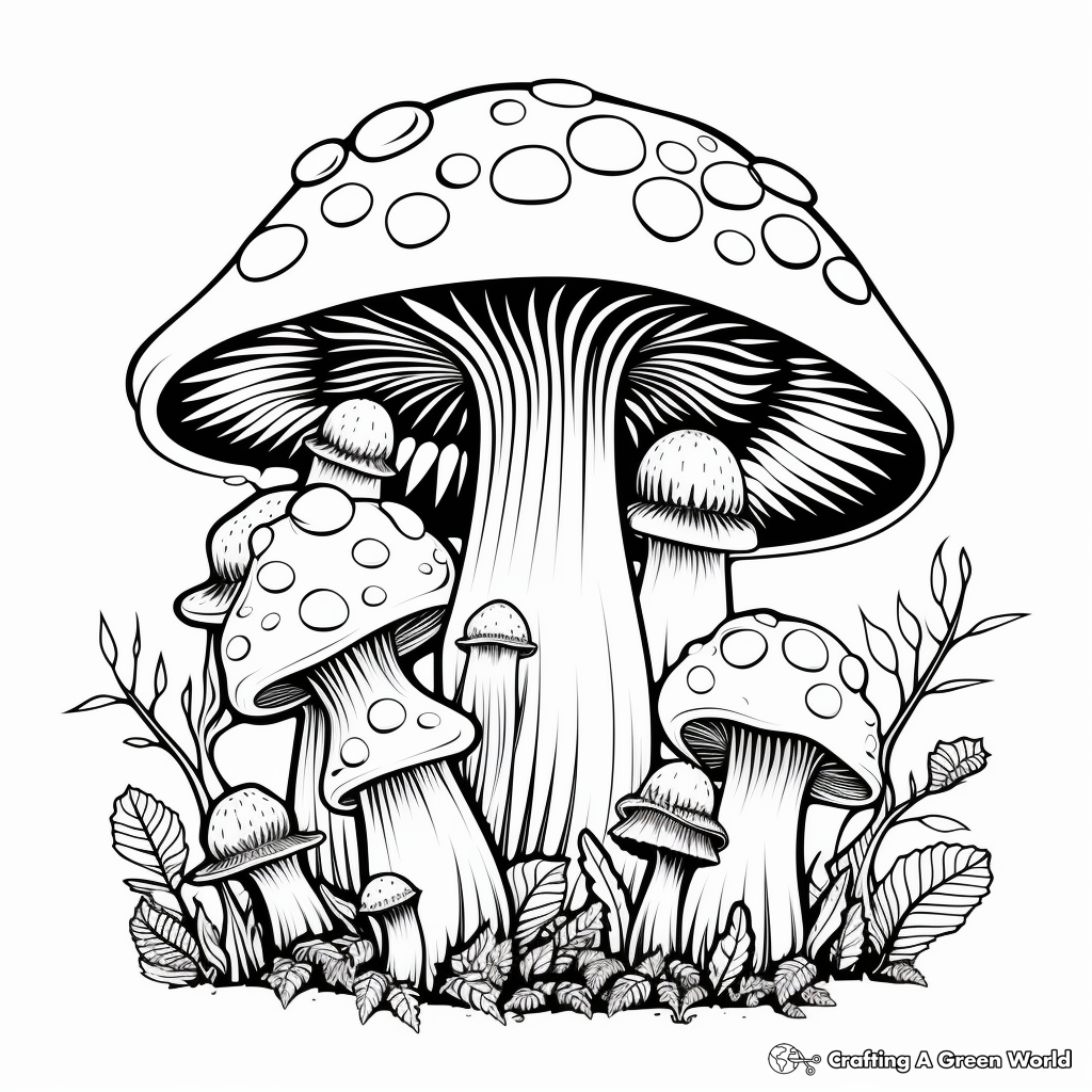 Aesthetic mushroom coloring pages