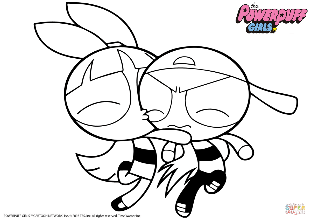 Blossom kissing brick coloring page free printable coloring pages