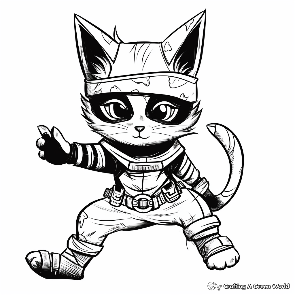 Cat ninja coloring pages