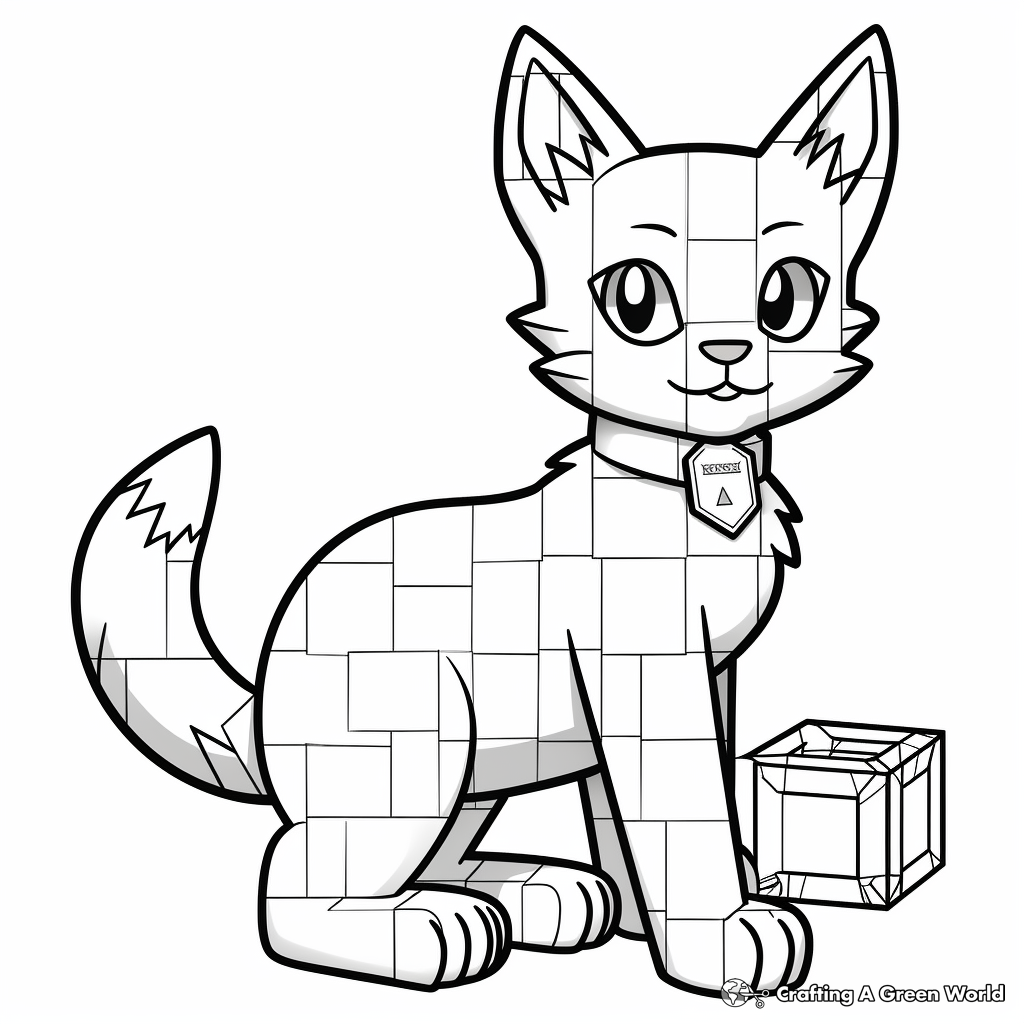 Minecraft cat coloring pages