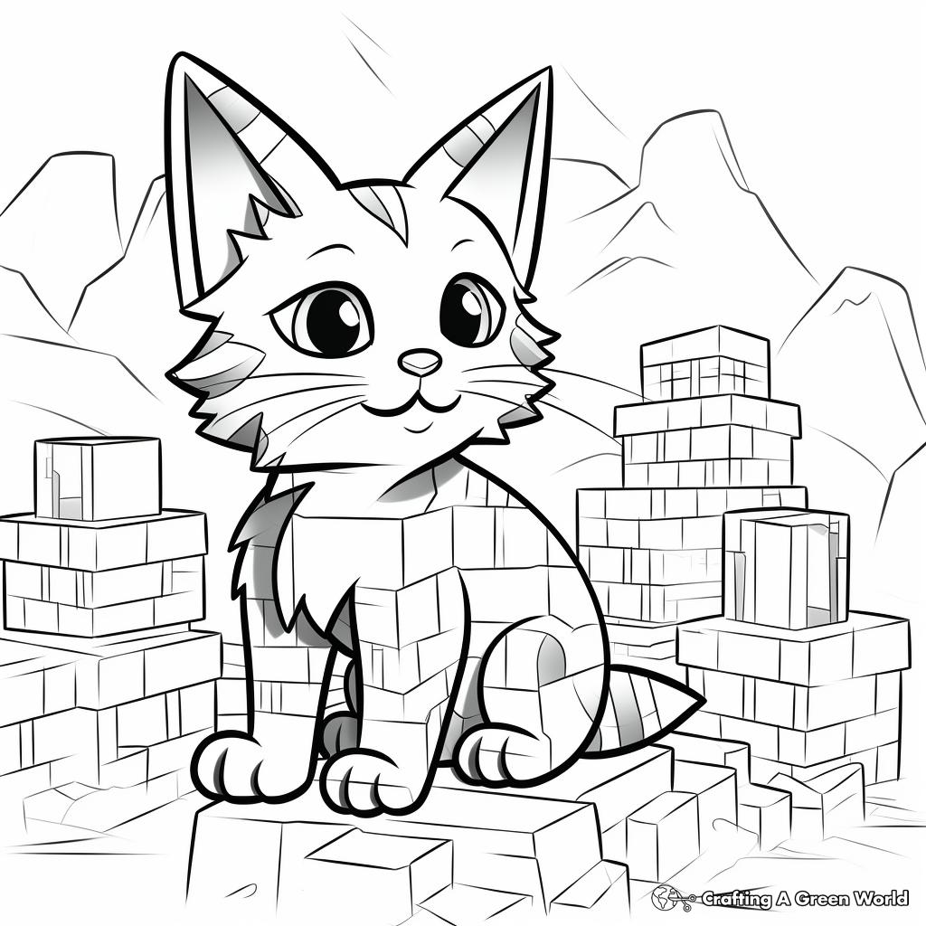 Minecraft cat coloring pages