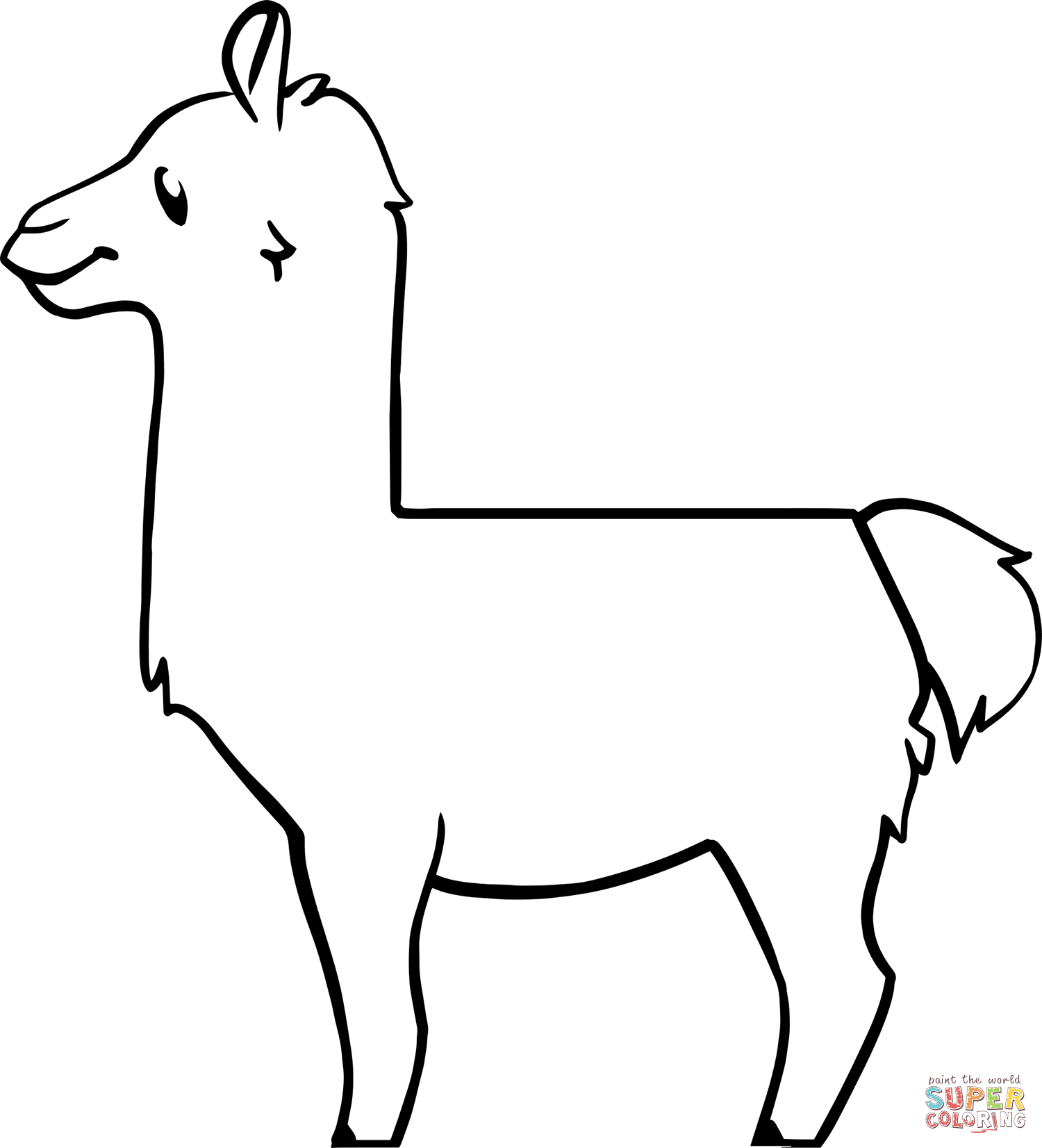 Cartoon llama coloring page free printable coloring pages