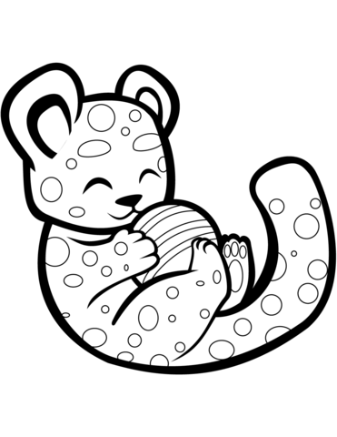 Cute cheetah playing with a ball coloring page free printable coloring pages