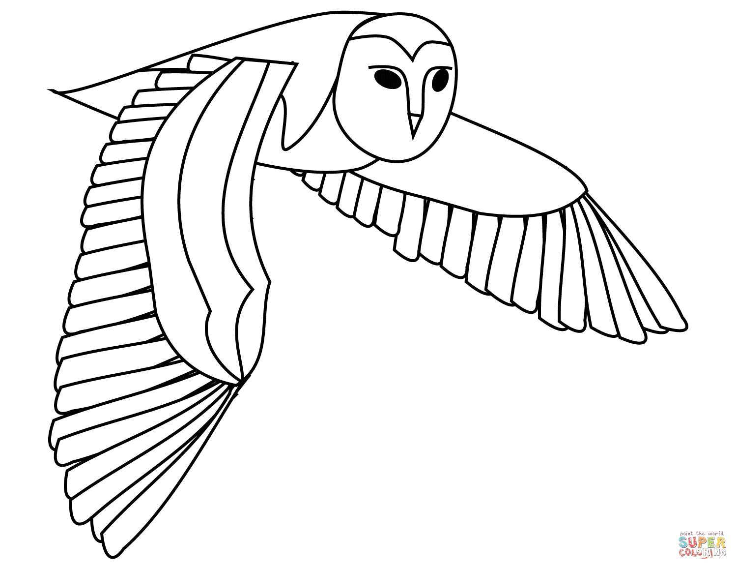 Flying barn owl coloring page free printable coloring pages