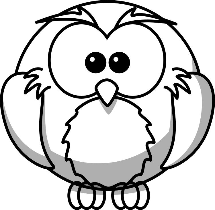 Cartoon owl line art clip art image