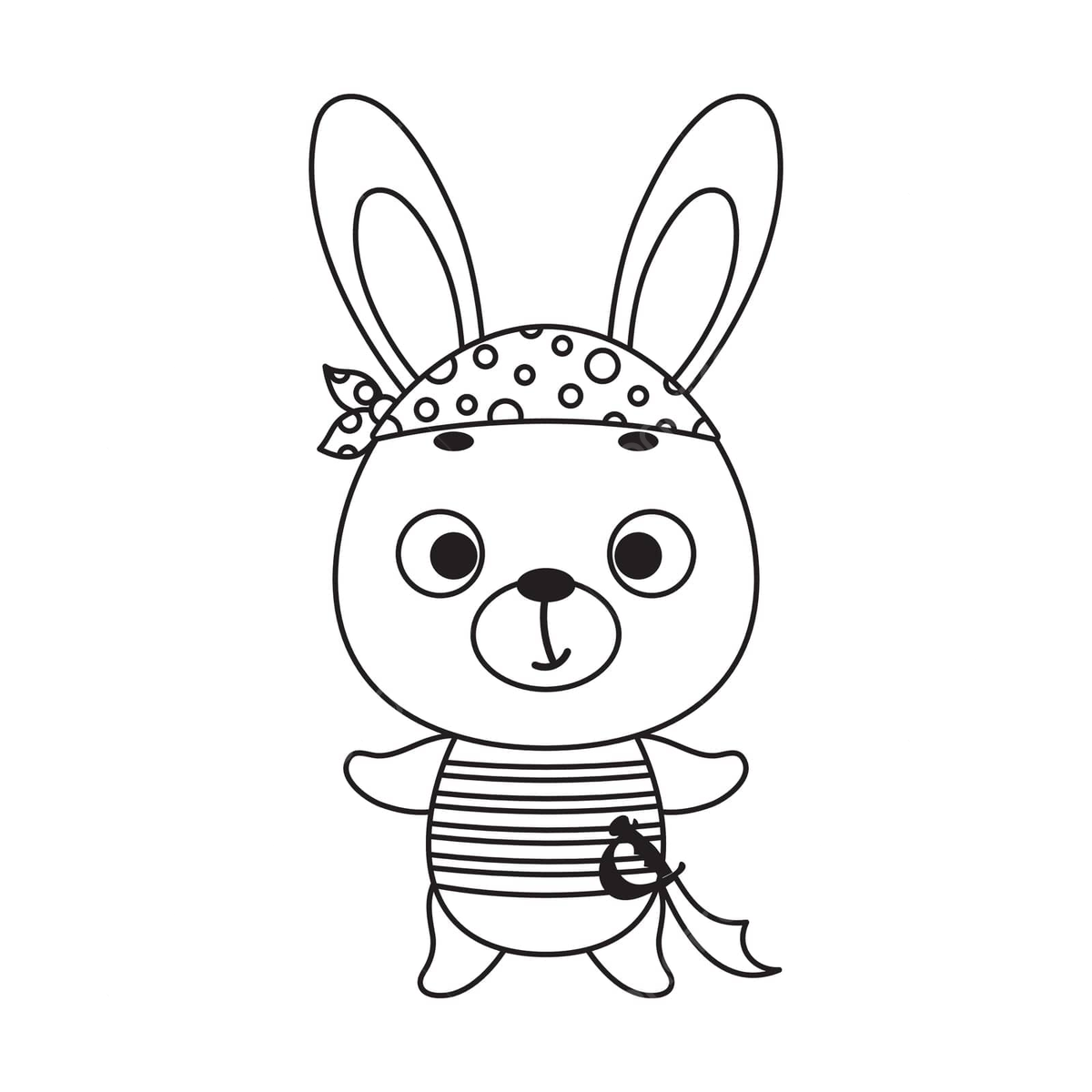 Cute pirate hare coloring page for preschoolers with animals vector rabbit kids boy png and vector with transparent background for free download