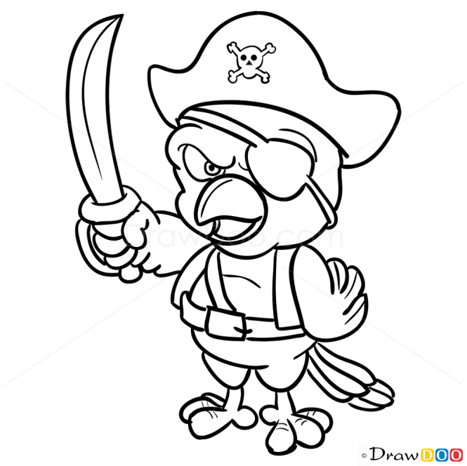 How to draw pirate parrot pirates