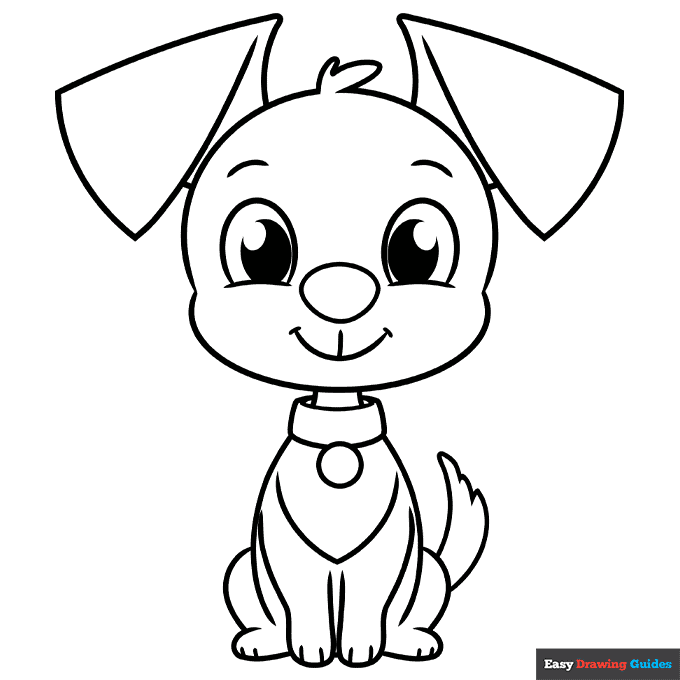 Easy cartoon puppy coloring page easy drawing guides