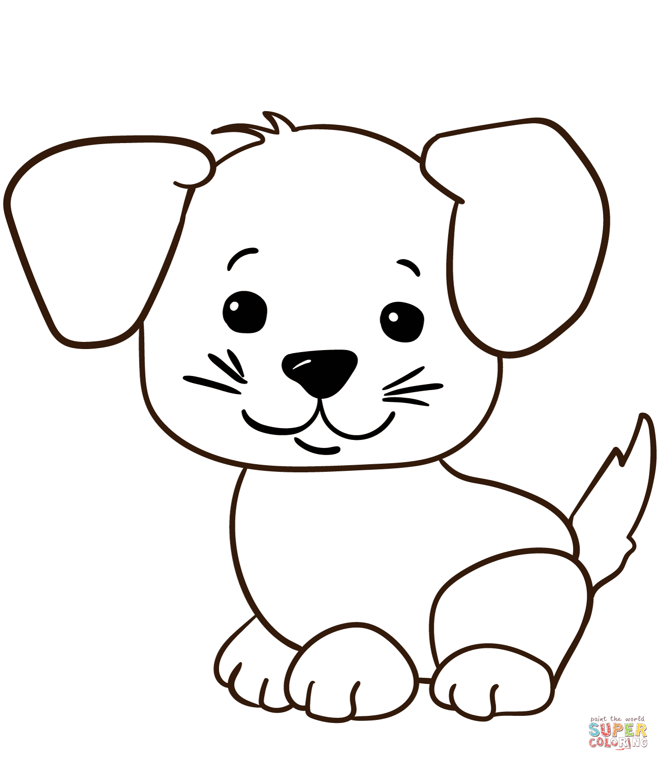 Cute cartoon puppy coloring page free printable coloring pages