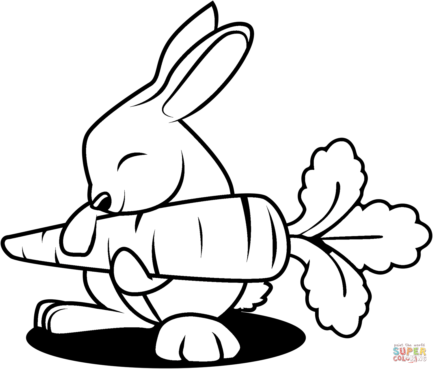 Rabbit with carrot coloring page free printable coloring pages