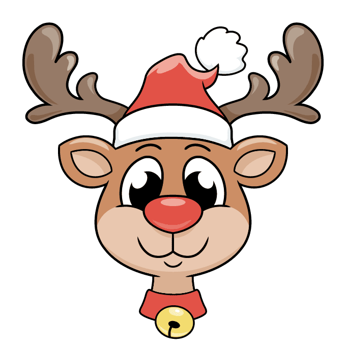 How to draw a reindeer face