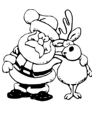 Santa and reindeer coloring page vector for free download
