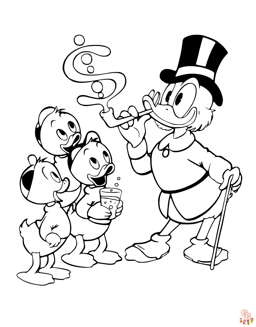 Enjoy fun coloring with cute scrooge mcduck coloring pages