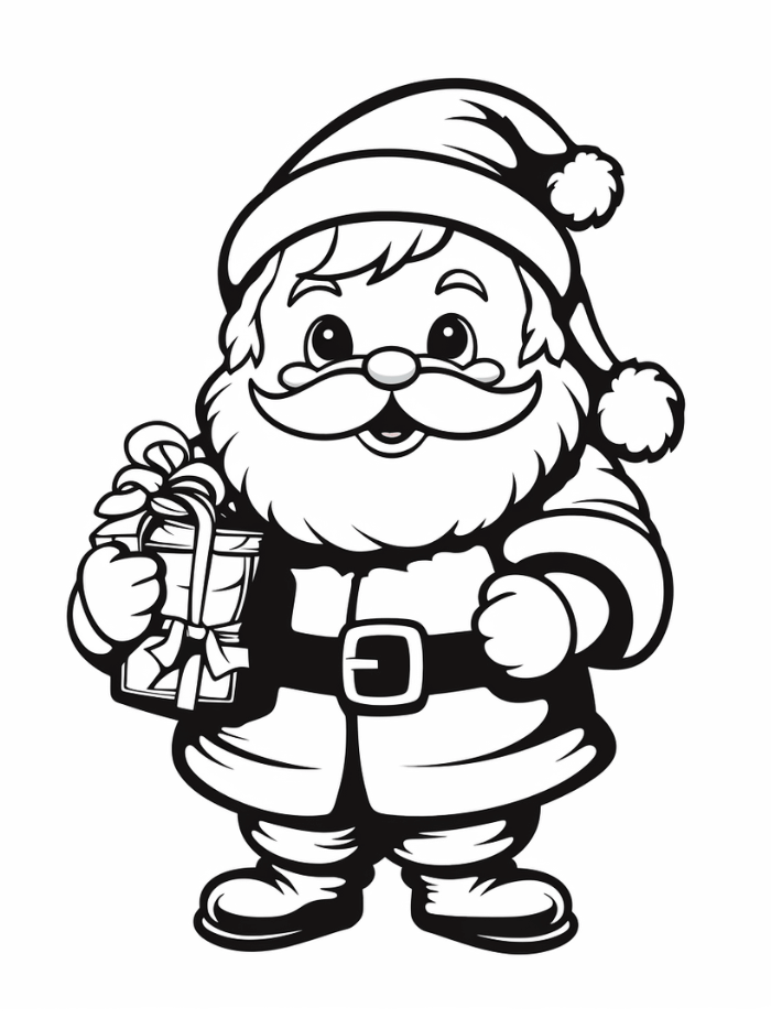 Santa coloring pages hue therapy