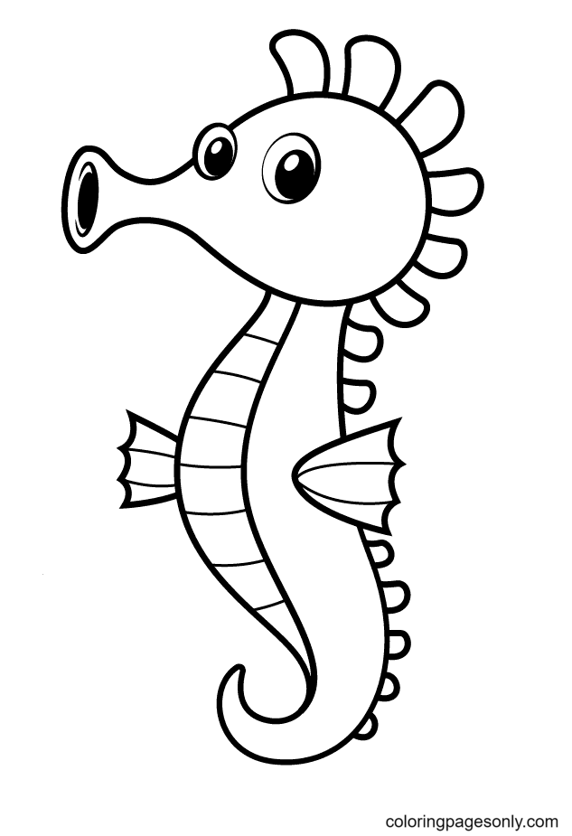 Adorable seahorse coloring page