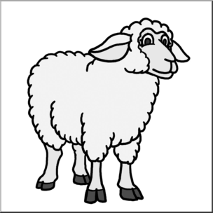 Clip art cartoon sheep ewe grayscale i