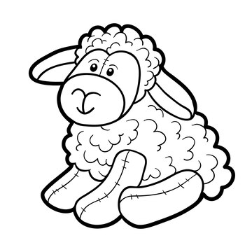 Premium vector coloring book for children stuffed toy sheep