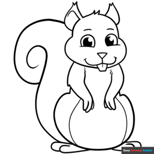 Cartoon squirrel coloring page easy drawing guides