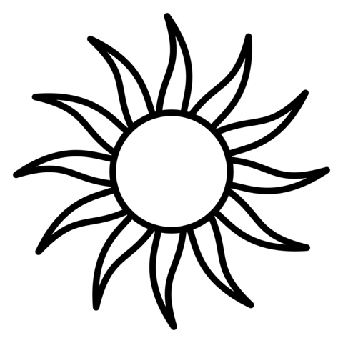 Sun outline with beams coloring page free printable coloring pages