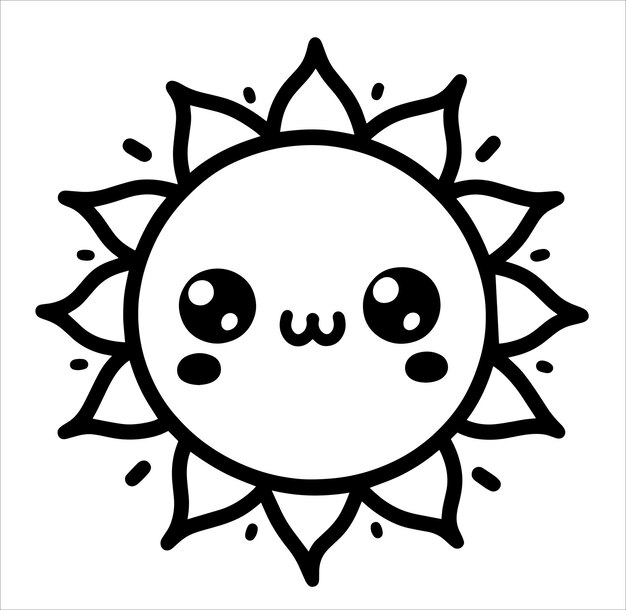 Premium vector unlocking creativity kawaii sun doodle coloring page and vector art