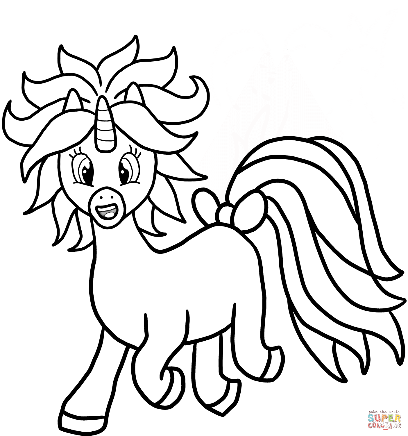 Cartoon unicorn coloring page free printable coloring pages