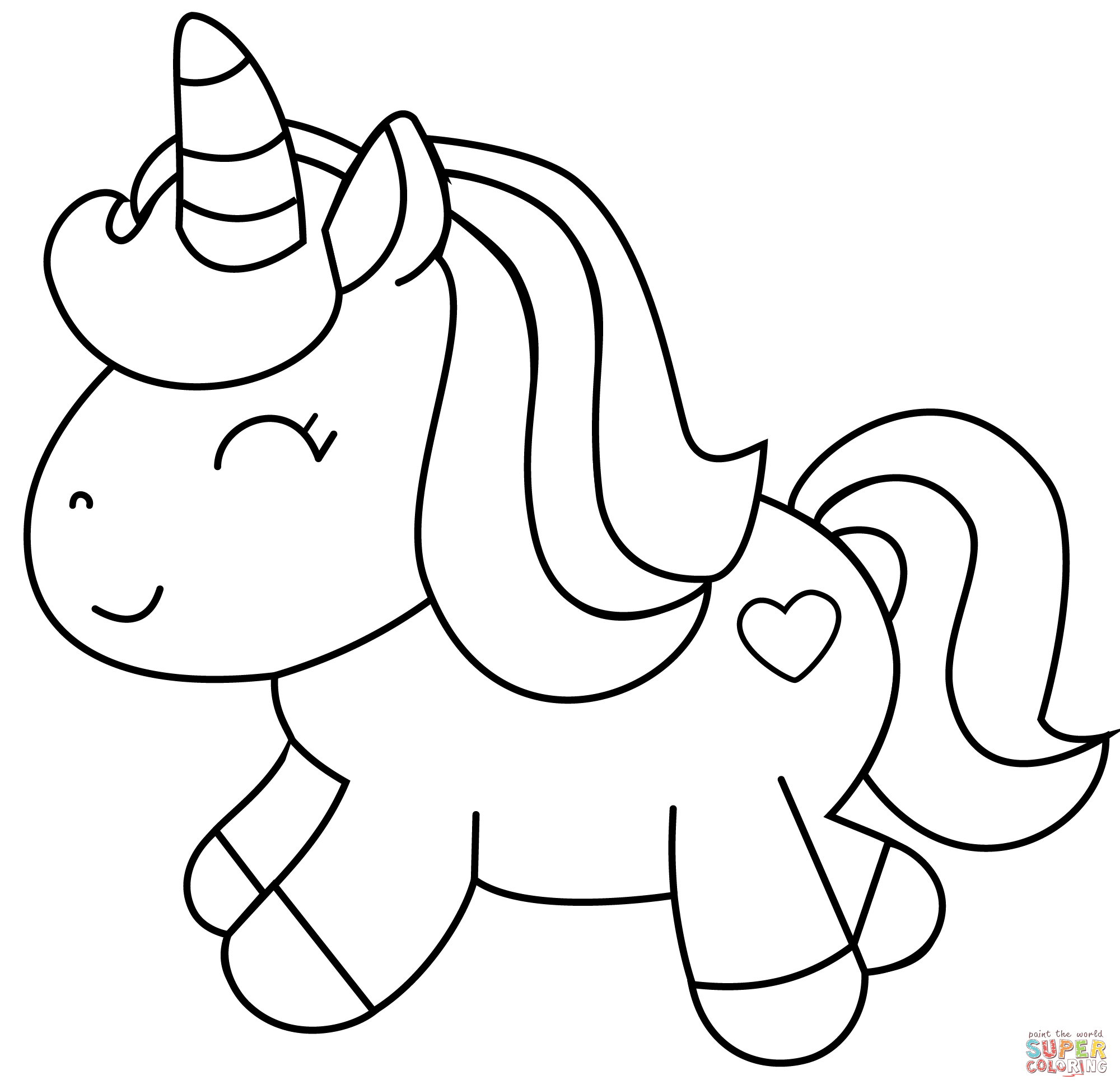 Cute unicorn coloring page free printable coloring pages