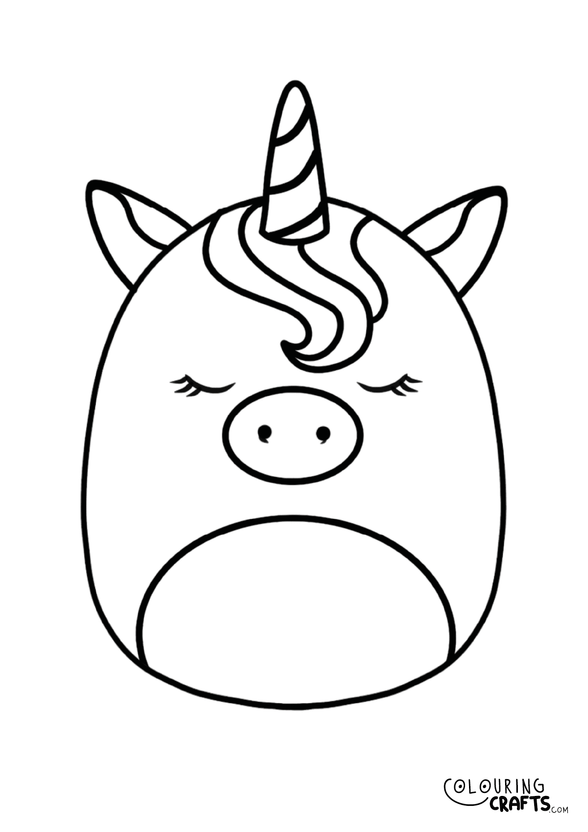 Ilene the pink unicorn squishmallows printable colouring page