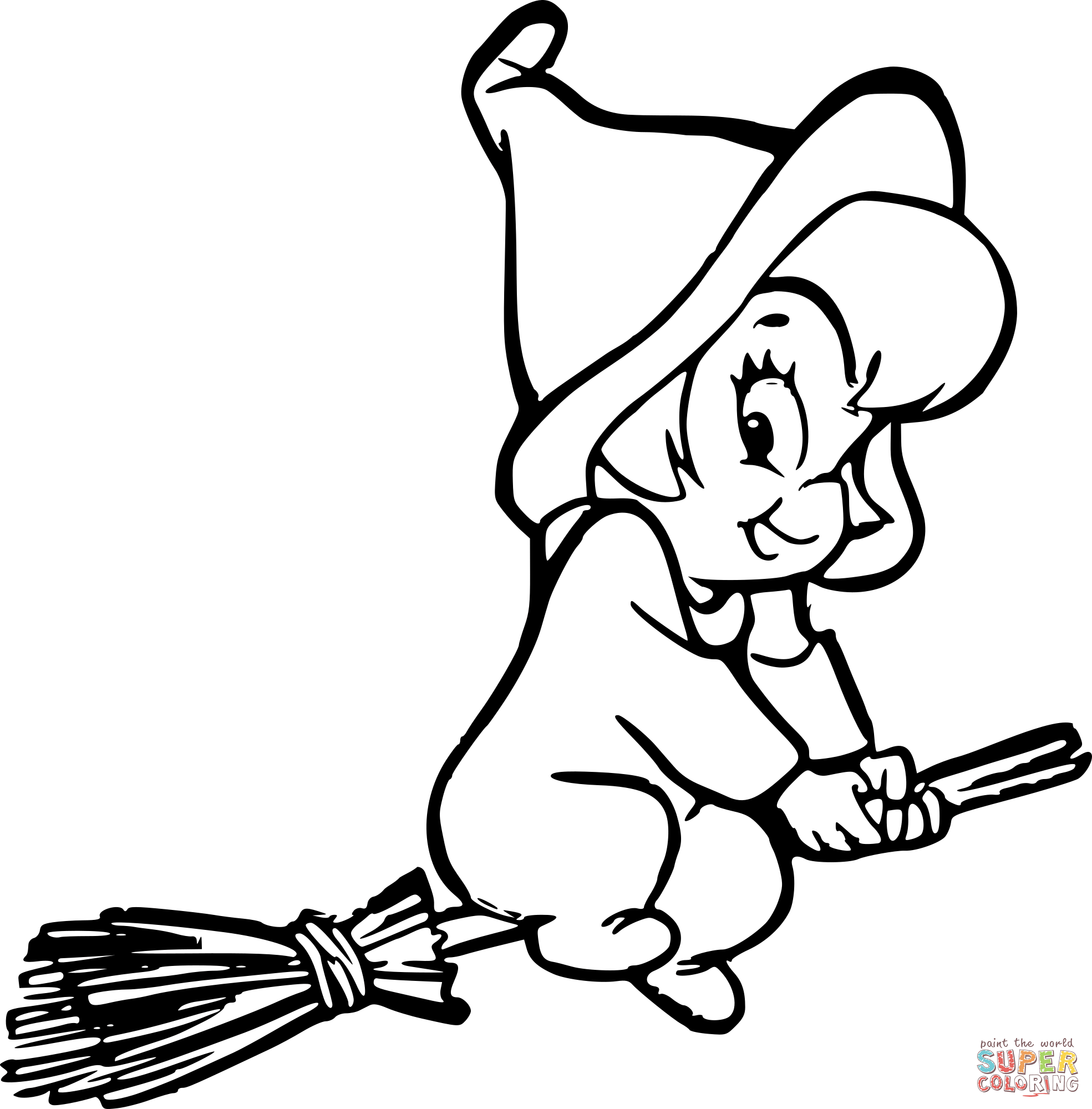 Cute witch coloring page free printable coloring pages