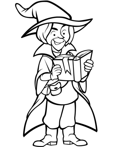 Wizard with book coloring page free printable coloring pages