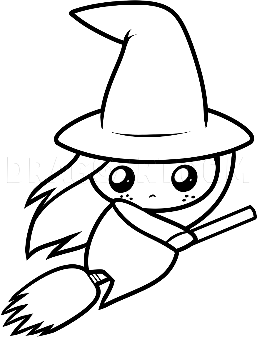 How to draw a cute witch step by step drawing guide by dawn dragoart easy halloween drawings cute halloween drawings witch drawing